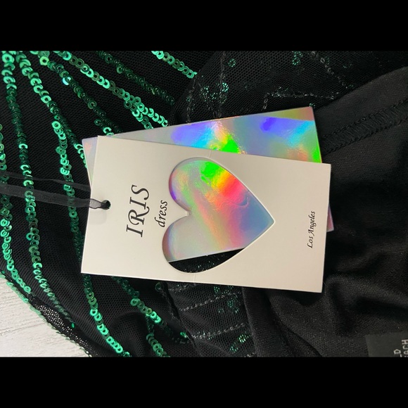 NWT Iris Black & Green Sequins Cocktail Dress - Picture 8 of 8